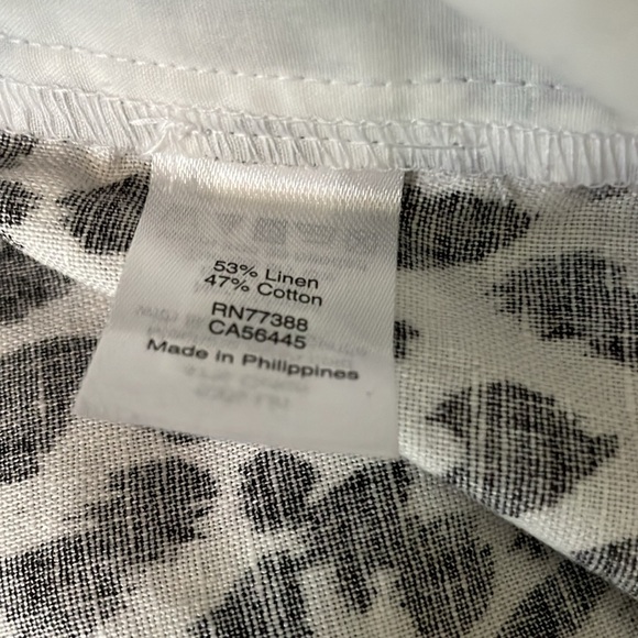 J. Crew Animal Print Short Black and White Cotton Linen Size 6 Ruffles - Picture 6 of 8